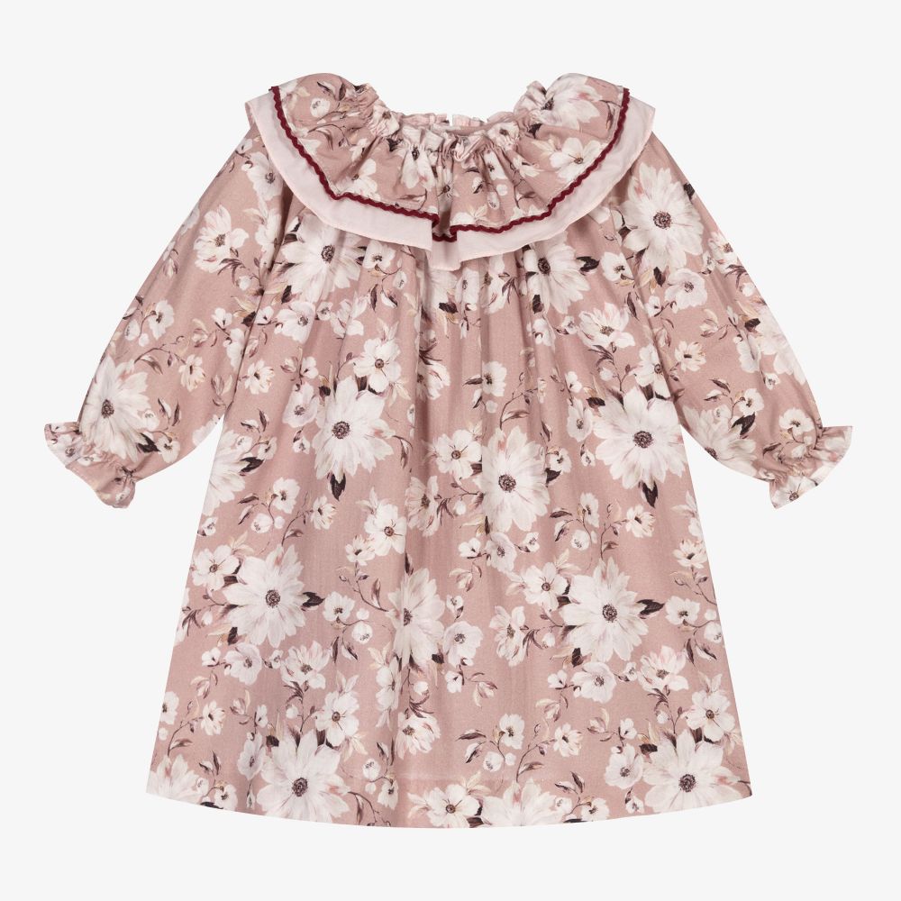 Paloma de la O-Pink Floral Cotton Dress   | Childrensalon Outlet
