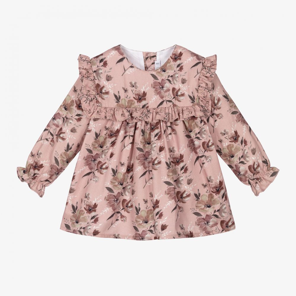 Paloma de la O - Pink Floral Cotton Dress  | Childrensalon