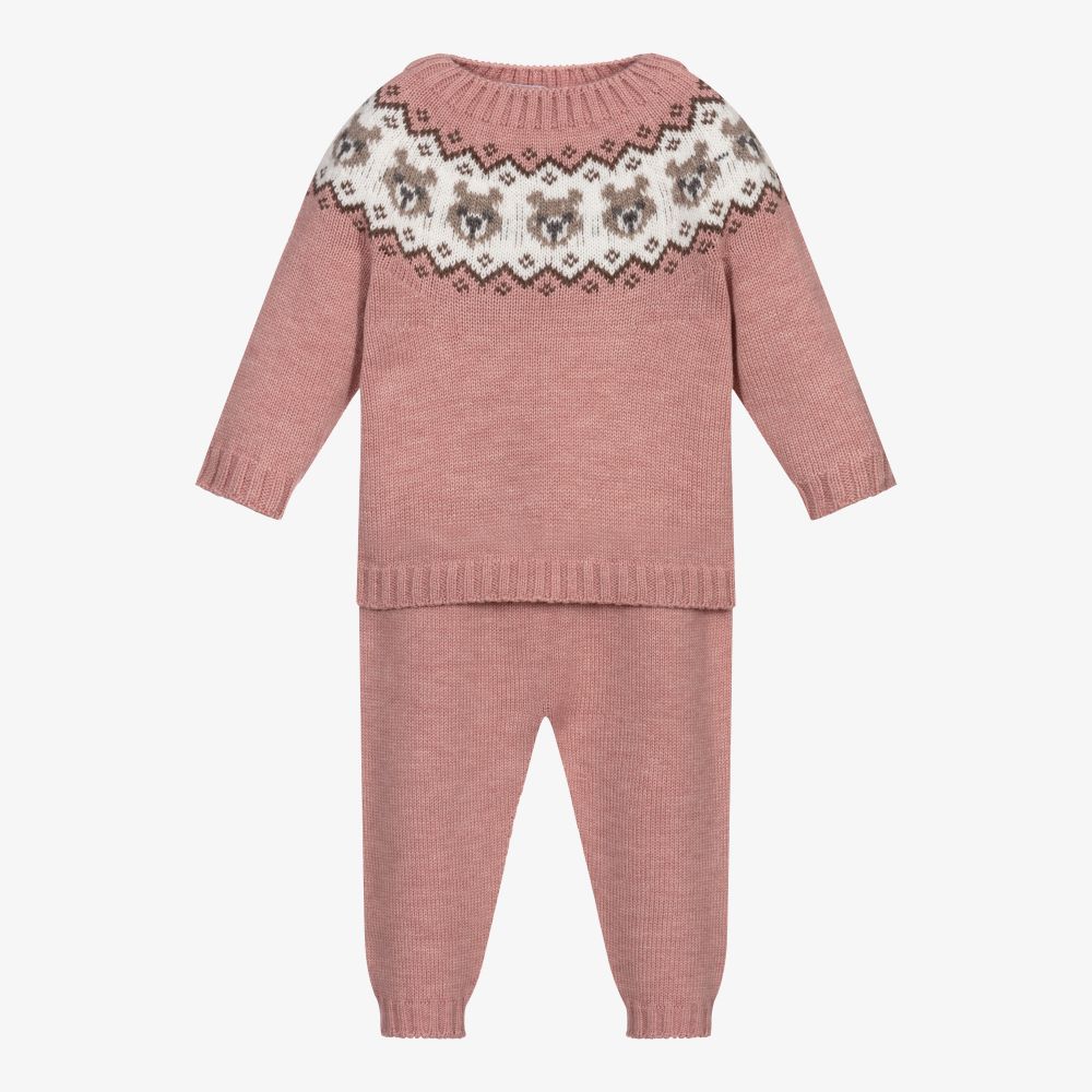Paloma de la O - Pink Knitted Trouser Set | Childrensalon
