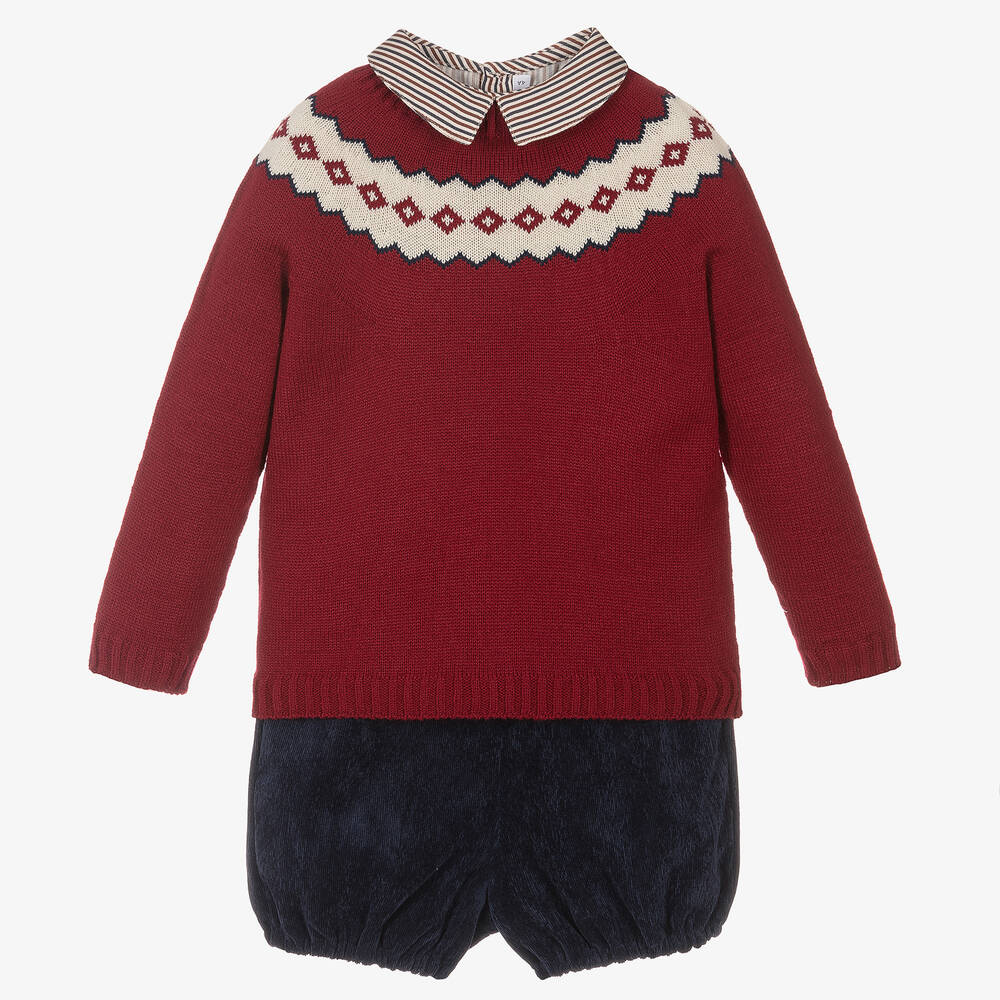 Paloma de la O-Red & Blue Shorts Set | Childrensalon Outlet