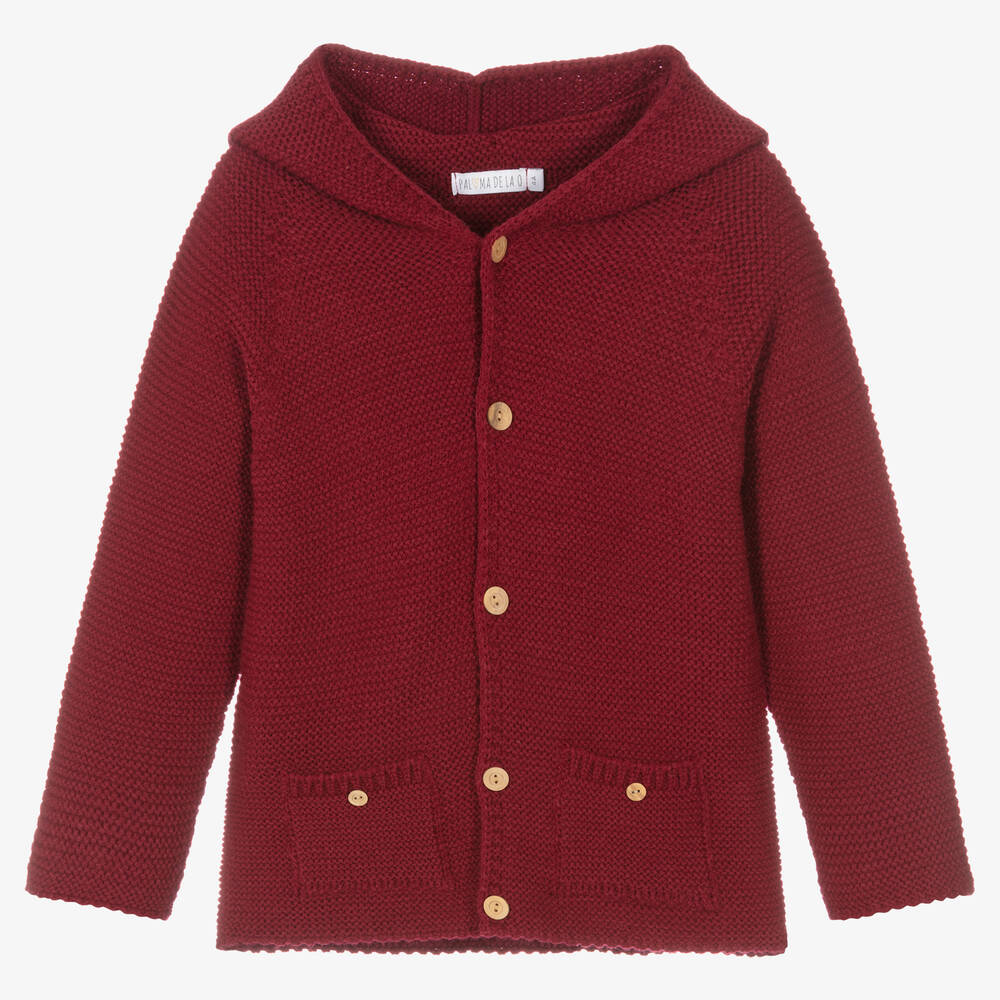 Paloma de la O - Red Hooded Knit Cardigan | Childrensalon