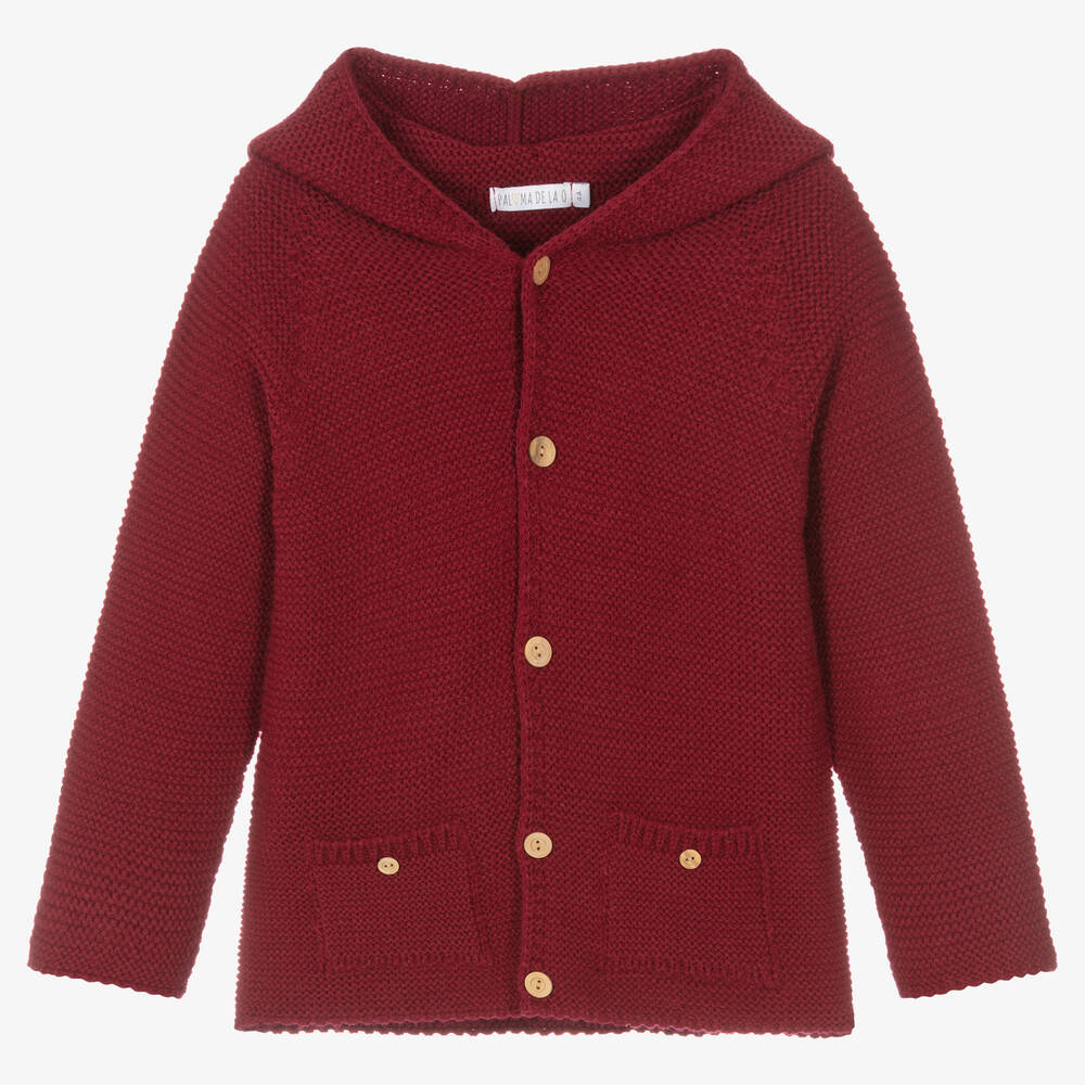 Paloma de la O - Cardigan à capuche rouge en maille | Childrensalon