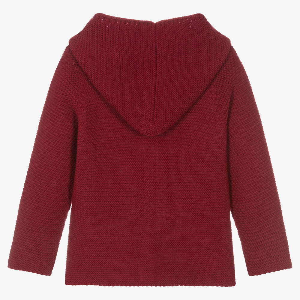 Paloma de la O Red Hooded Knit Cardigan Childrensalon Outlet