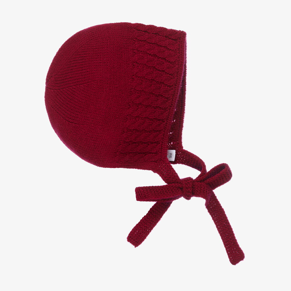 Paloma de la O - قبعة بونيه أكريليك محبوك لون أحمر داكن للأطفال | Childrensalon