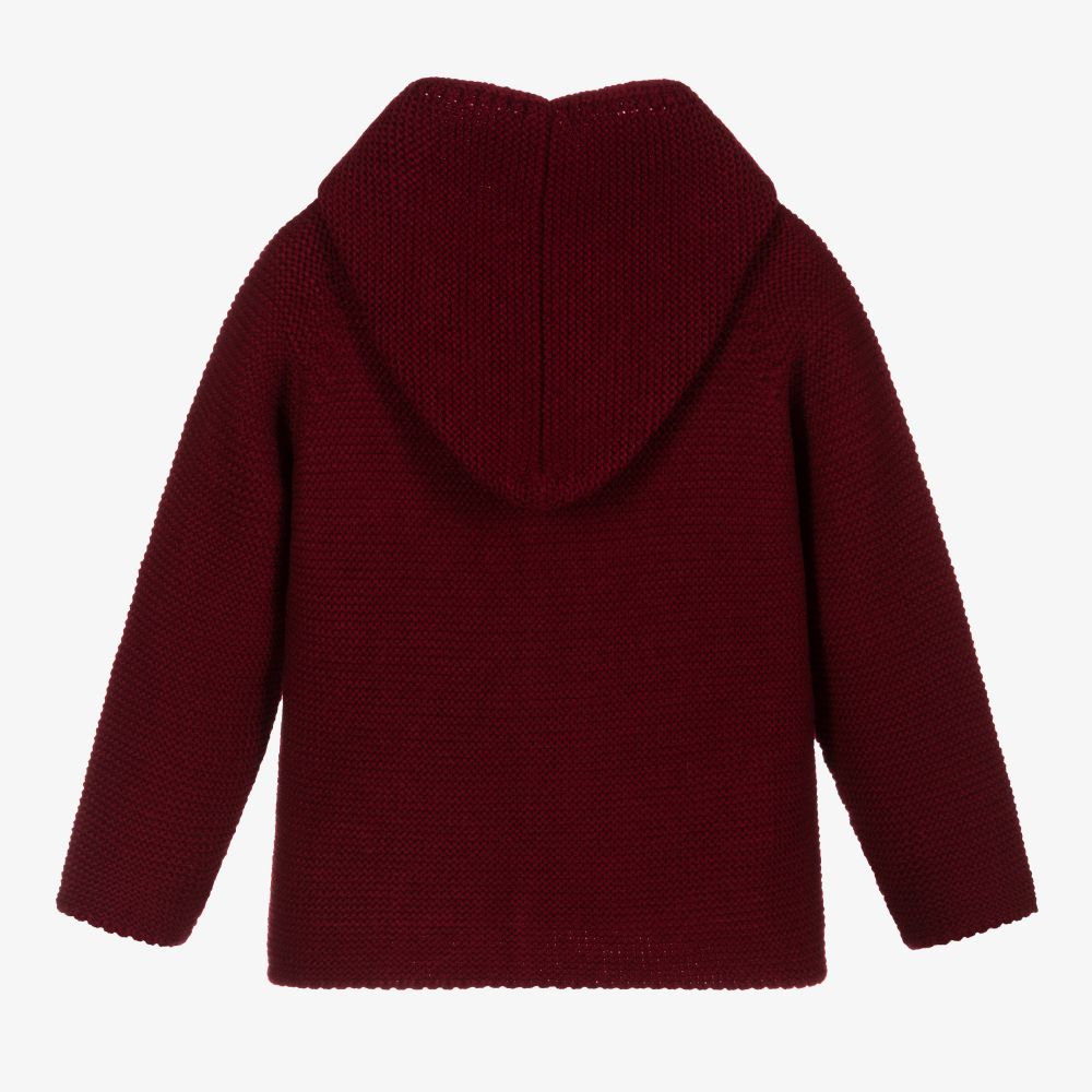 Paloma de la O-Red Knitted Hooded Jacket | Childrensalon Outlet