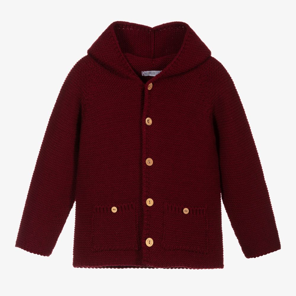Paloma de la O - Red Knitted Hooded Jacket | Childrensalon