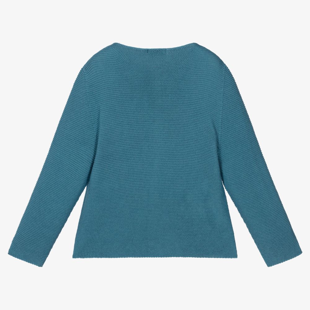 Paloma de la O-Teal Blue Knitted Cardigan | Childrensalon Outlet