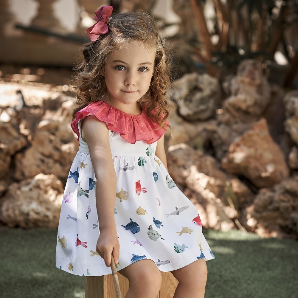 Paloma de la O - White Cotton Fish Dress | Childrensalon Outlet