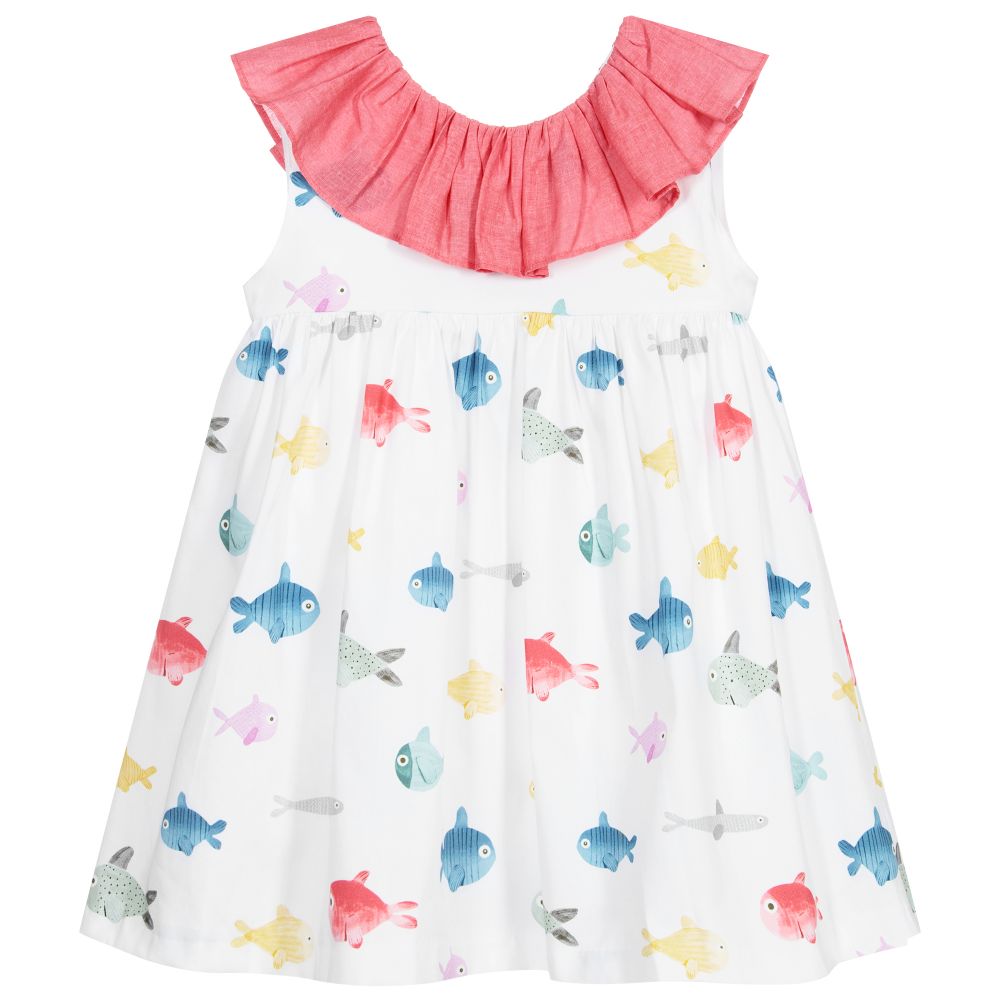 Paloma de la O - White Cotton Fish Dress  | Childrensalon