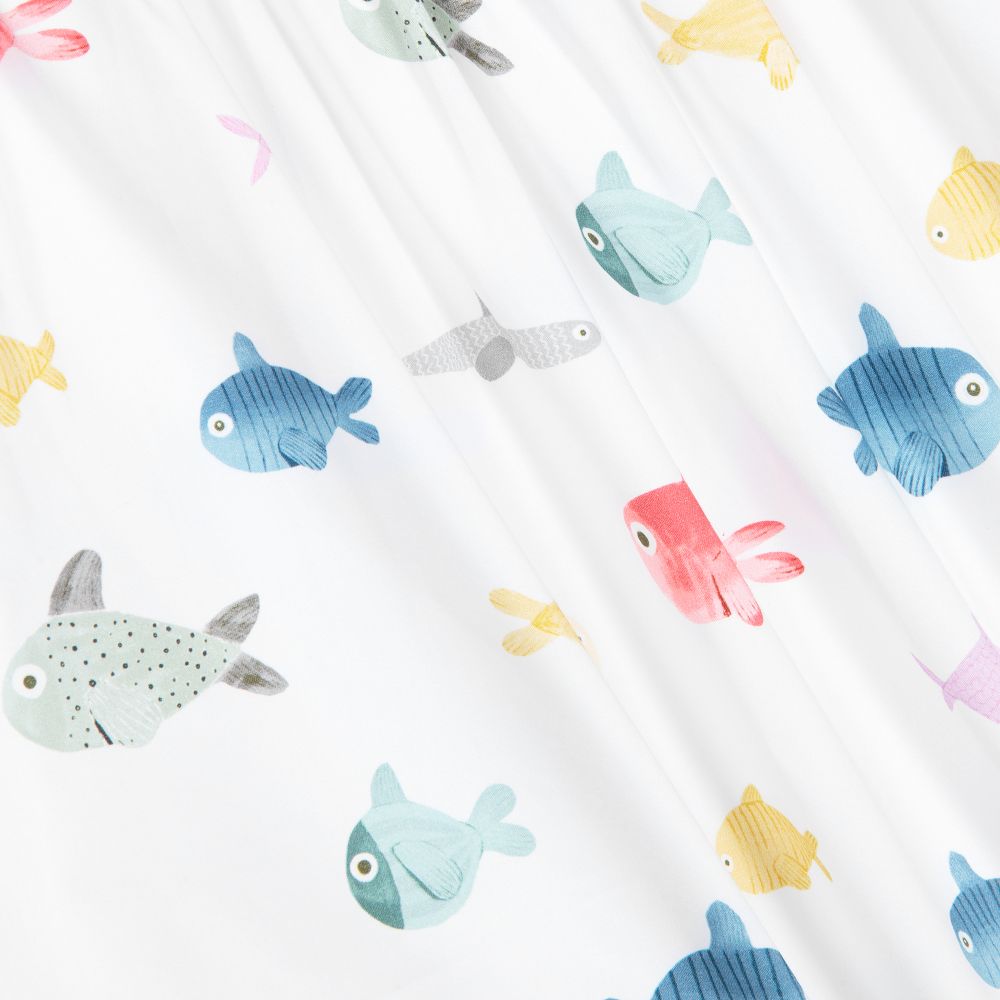 Paloma de la O-Белое хлопковое платье с рыбками | Childrensalon Outlet