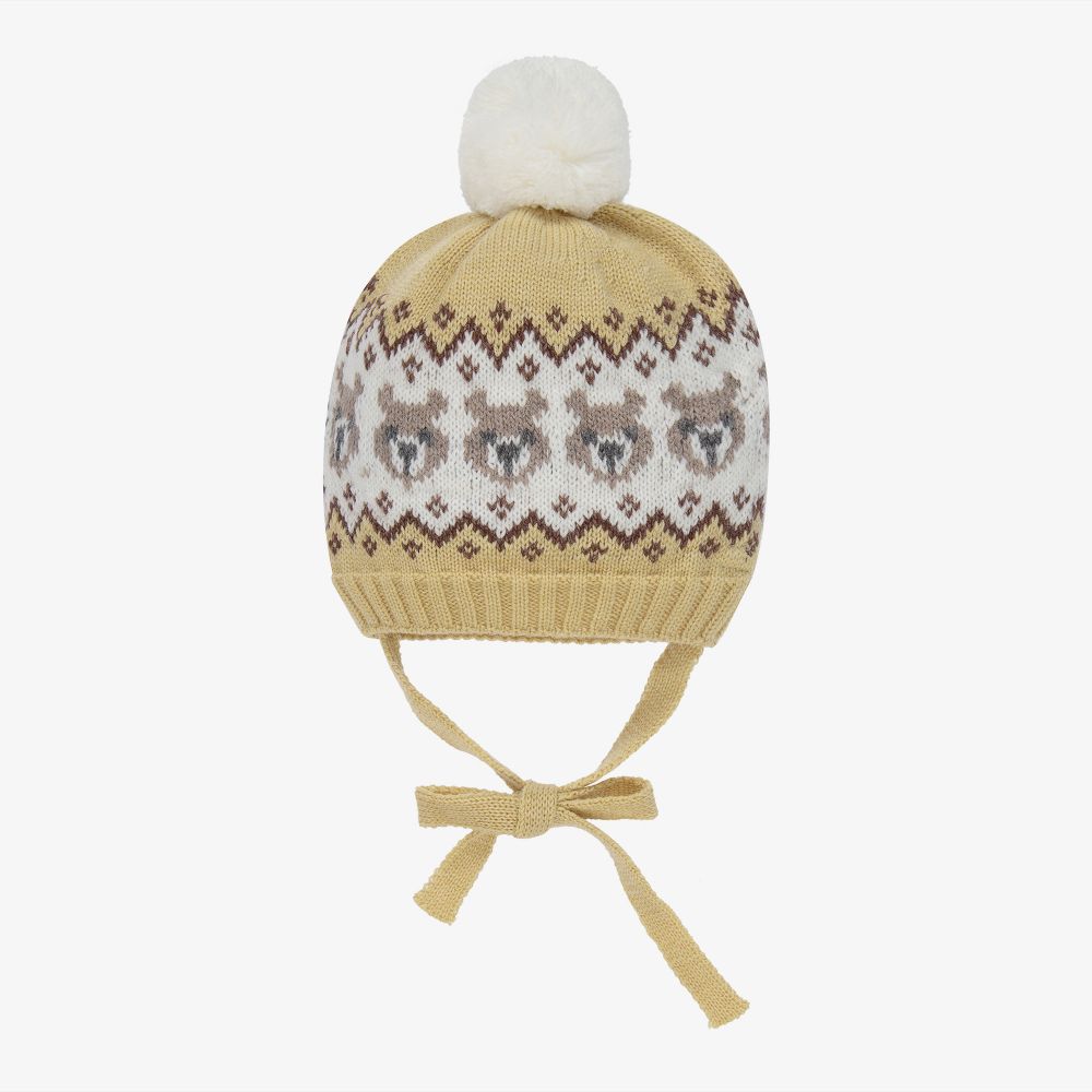 Paloma de la O - Yellow Knitted Bear Hat | Childrensalon
