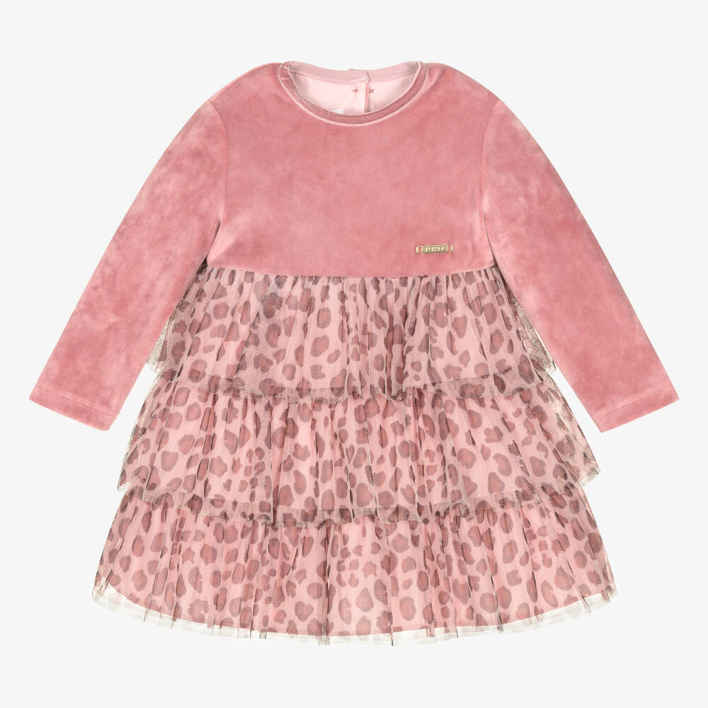 Pan Con Chocolate - Baby Girls Pink Velour & Tulle Dress | Childrensalon