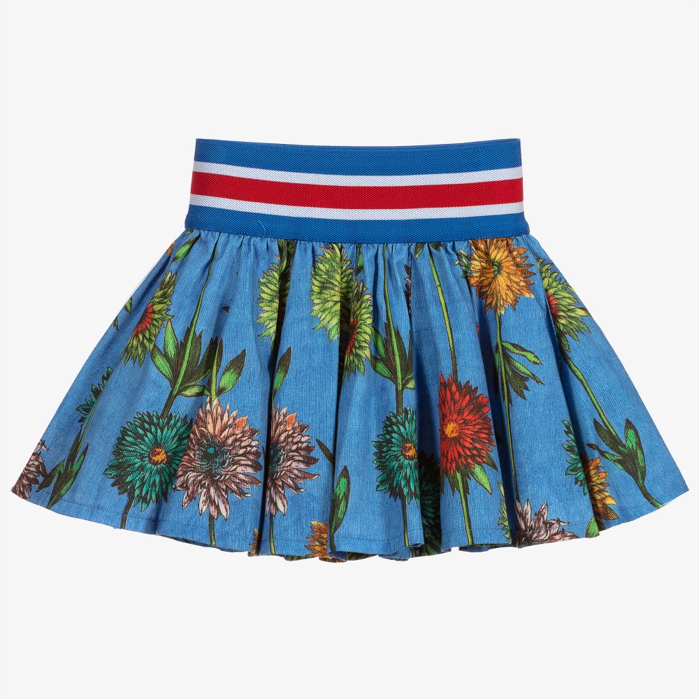 Pan Con Chocolate - Голубая хлопковая юбка с цветами | Childrensalon