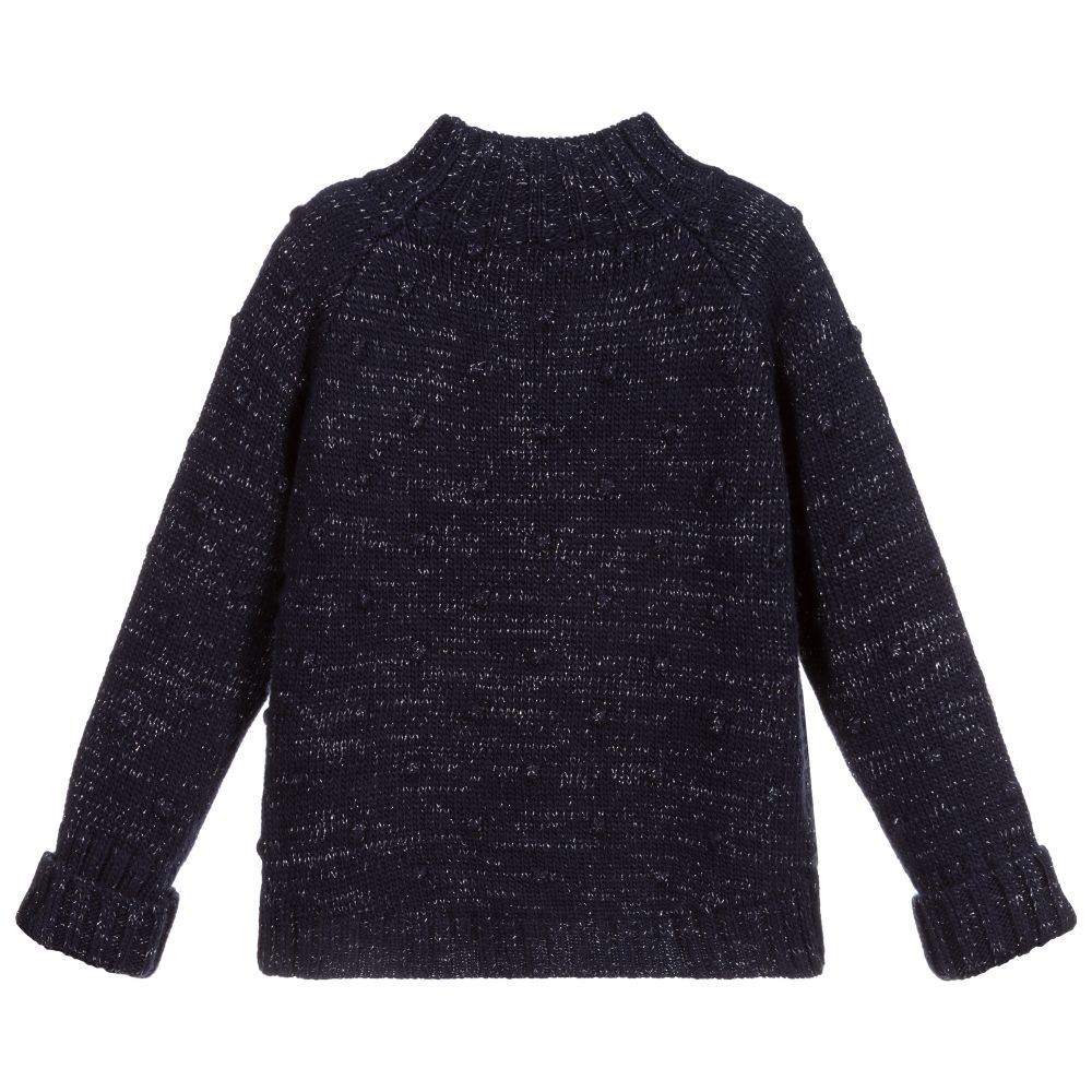 بان كون شوكولا-Blue Knitted Wool Sweater | Childrensalon Outlet