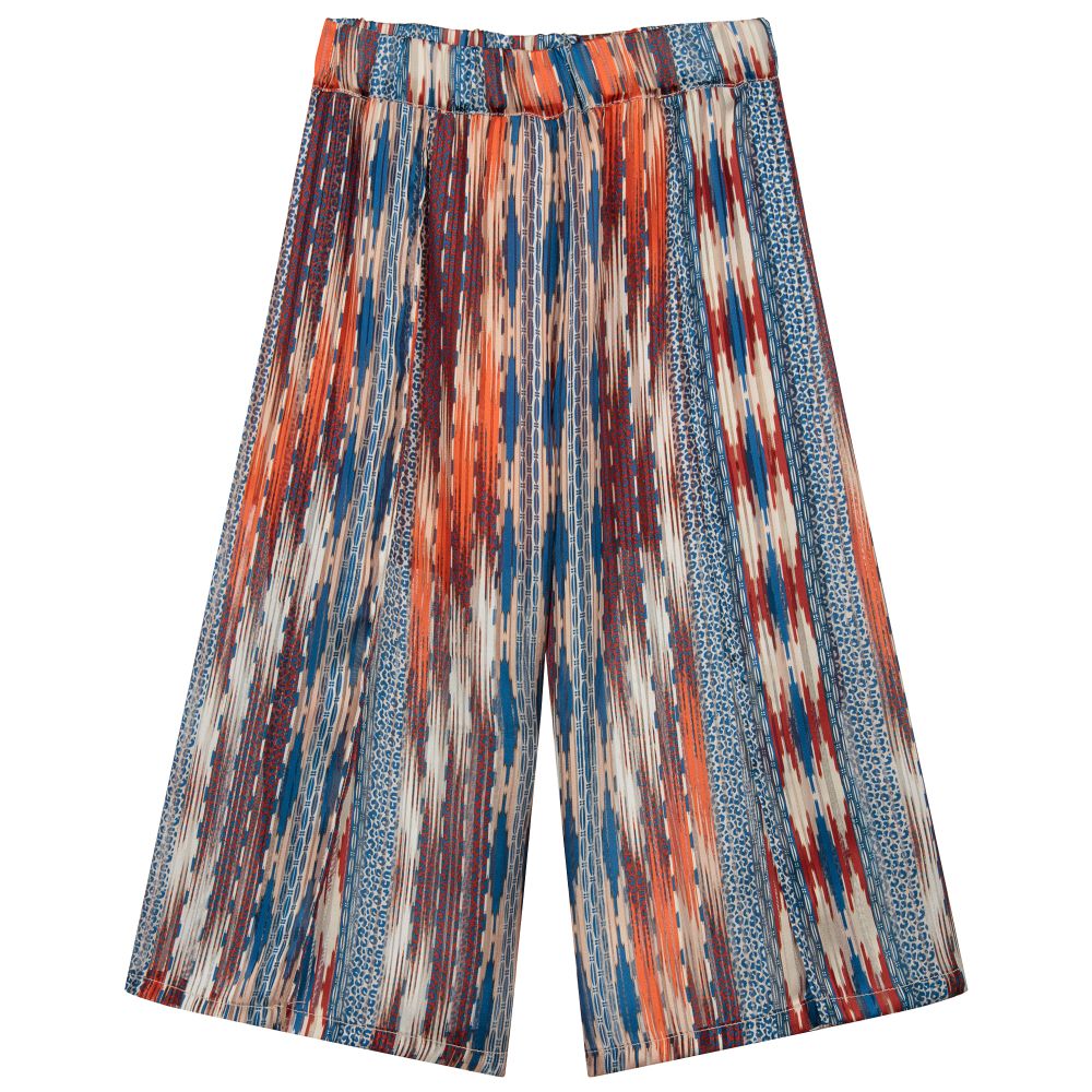 Pan Con Chocolate - Blue & Orange Chiffon Trousers | Childrensalon