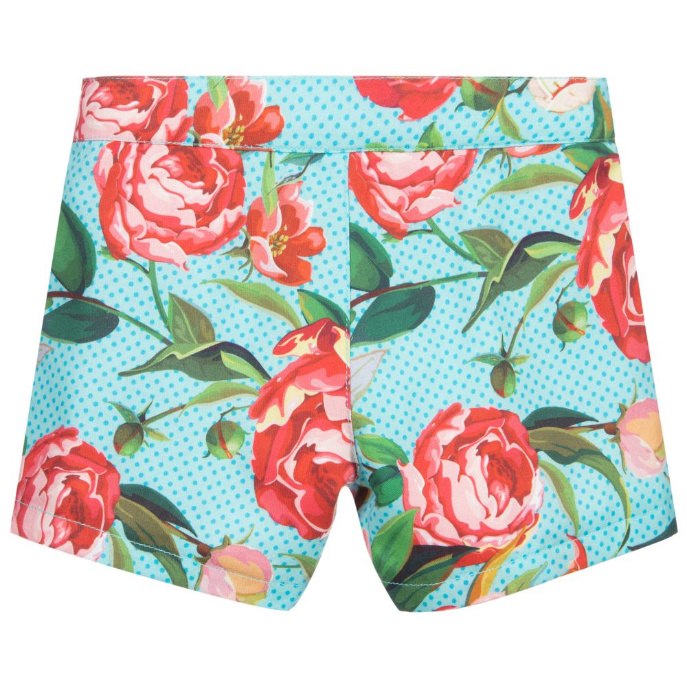 Pan Con Chocolate-Голубые шорты с красным цветочным рисунком | Childrensalon Outlet