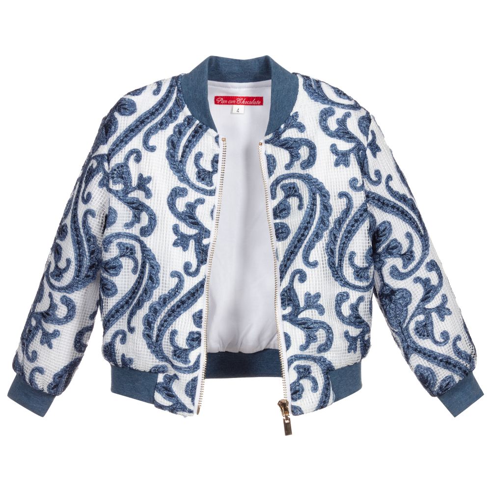 Pan Con Chocolate-Blue & White Mesh Jacket | Childrensalon Outlet