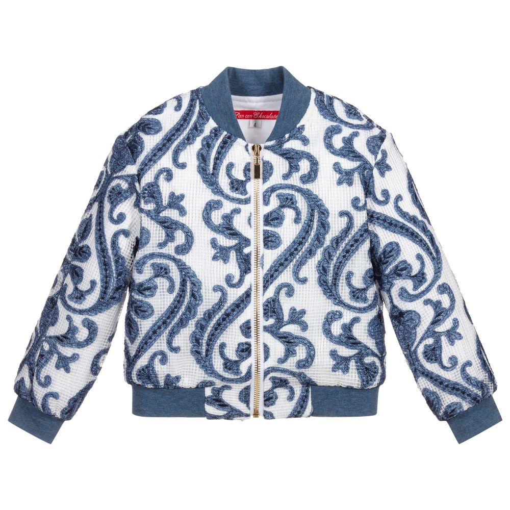 Pan Con Chocolate - Blue & White Mesh Jacket | Childrensalon