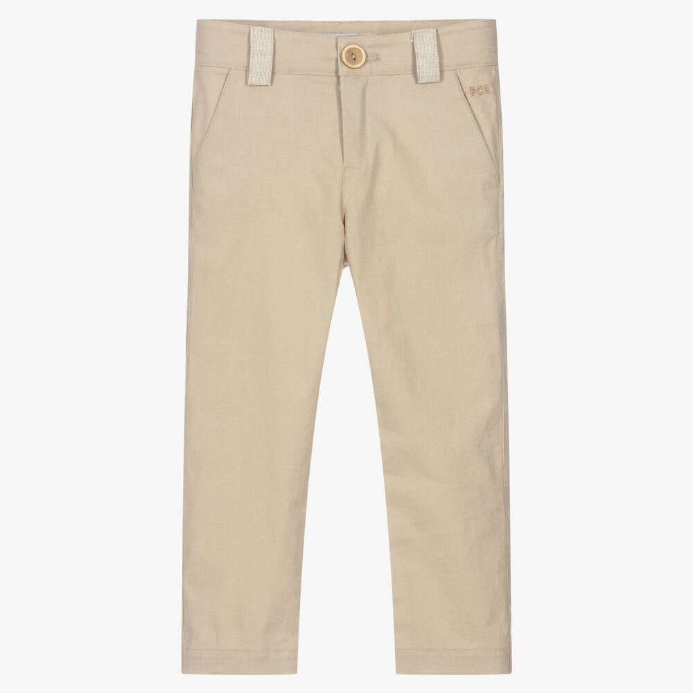 Pan Con Chocolate - Pantalon beige en lin et en coton | Childrensalon