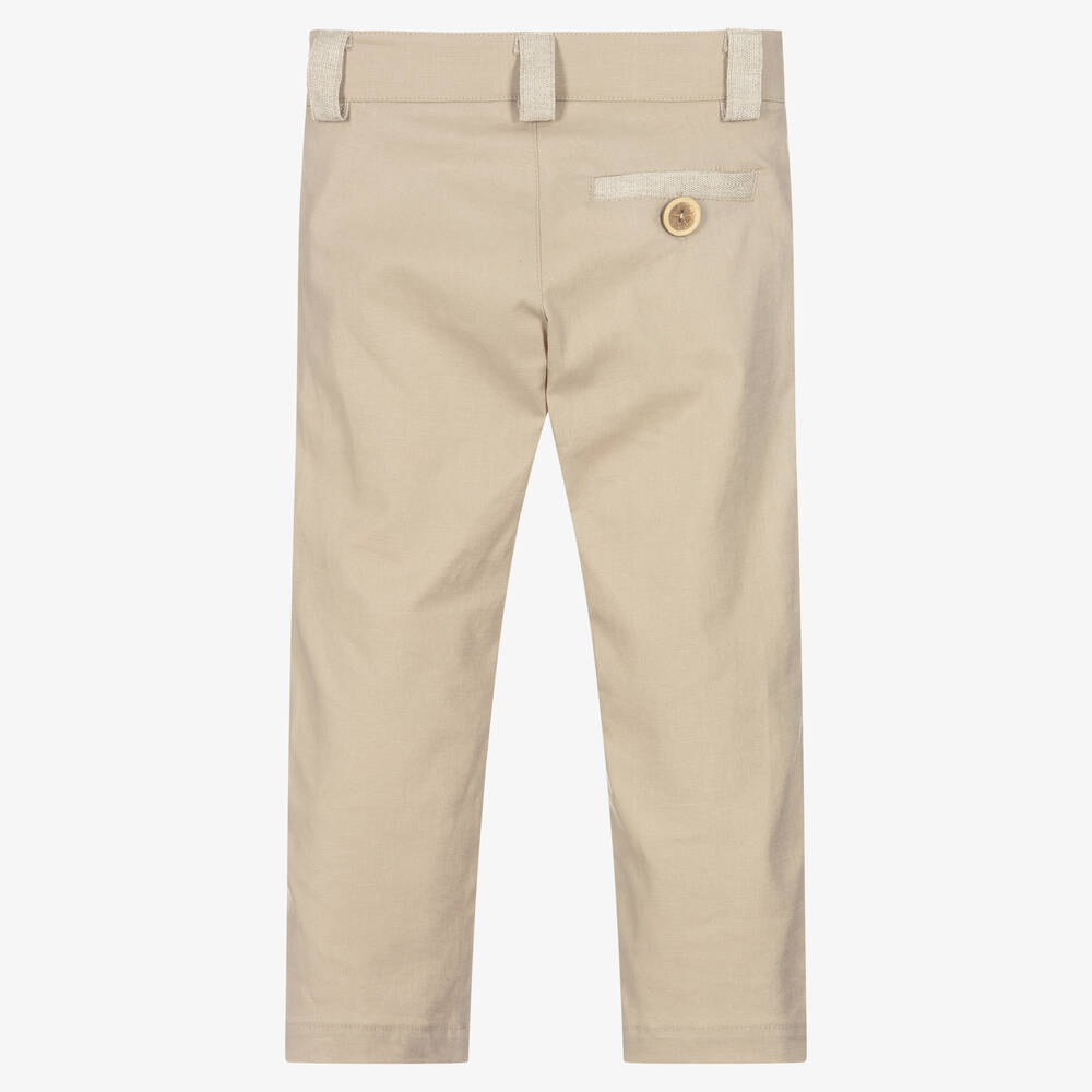 بان كون شوكولا-بنطلون قطن وكتان لون بيج للأولاد | Childrensalon Outlet