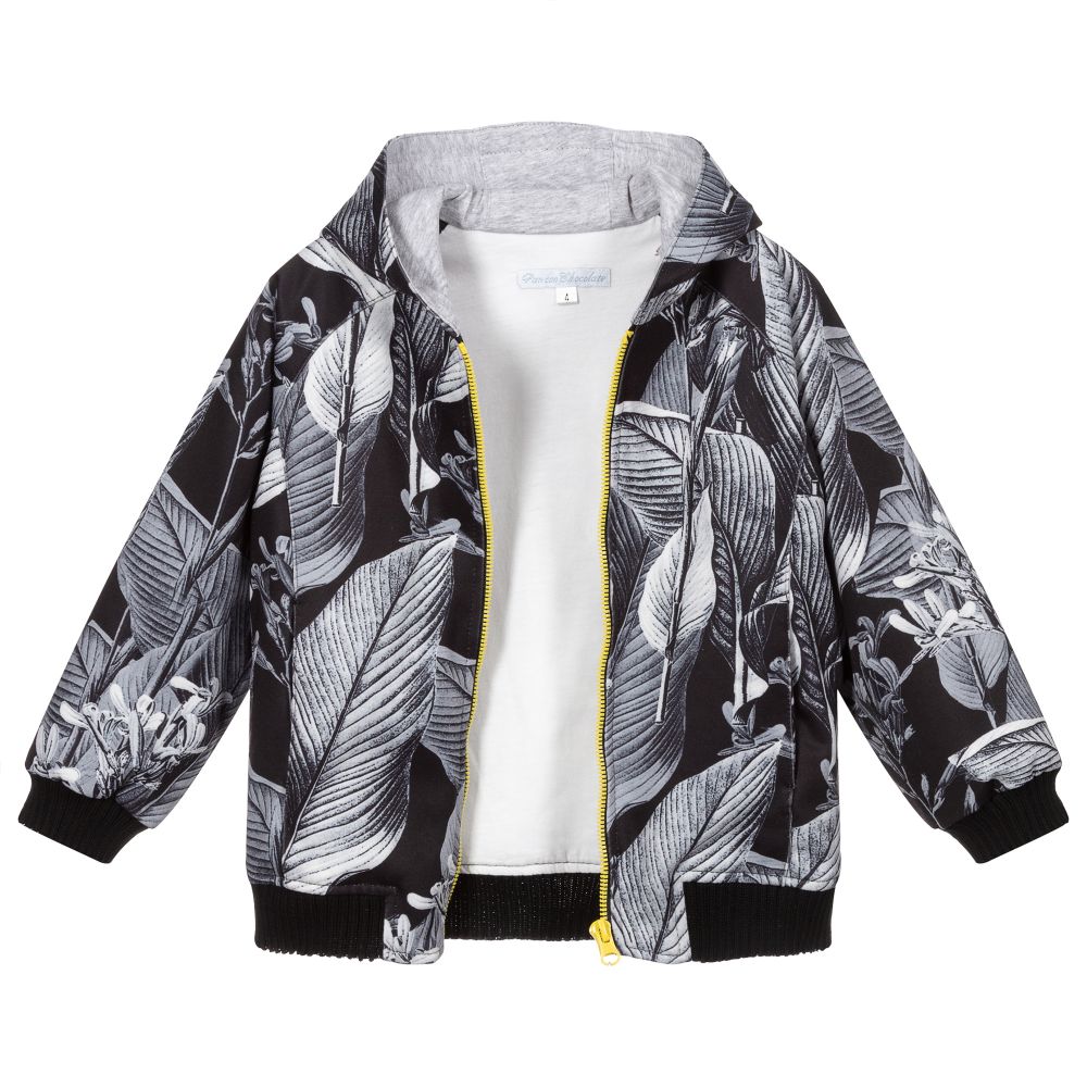 Pan Con Chocolate Boys Black Grey Zip Up Top