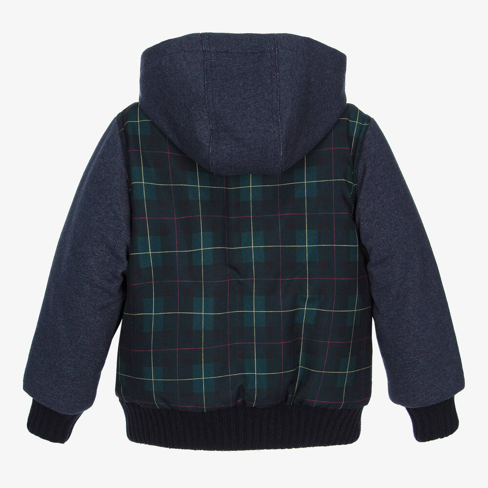 Pan Con Chocolate-جاكيت هودي مزيج قطن لون أزرق وأخضر للأولاد | Childrensalon Outlet