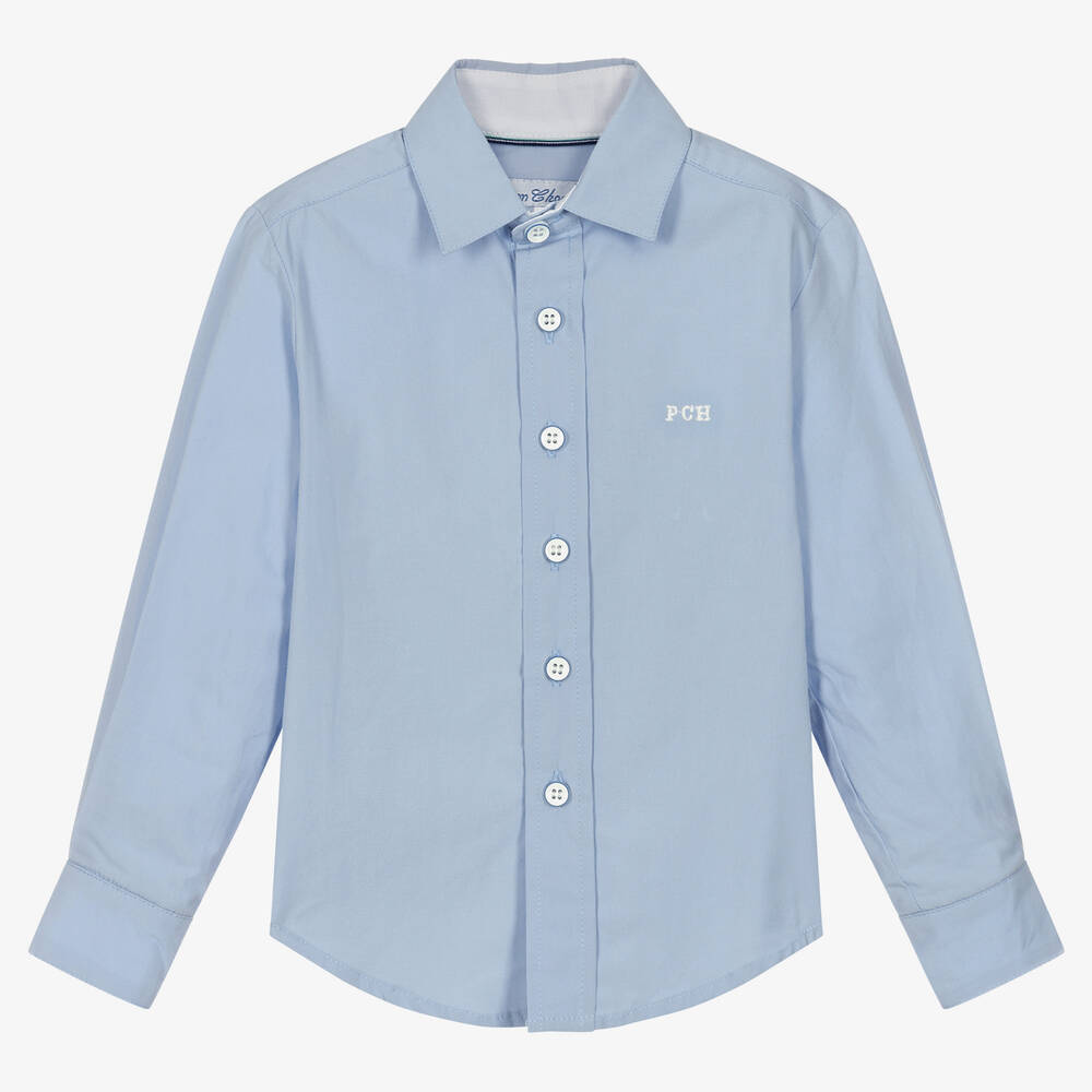 Pan Con Chocolate - قميص قطن بوبلين لون أزرق للأولاد | Childrensalon