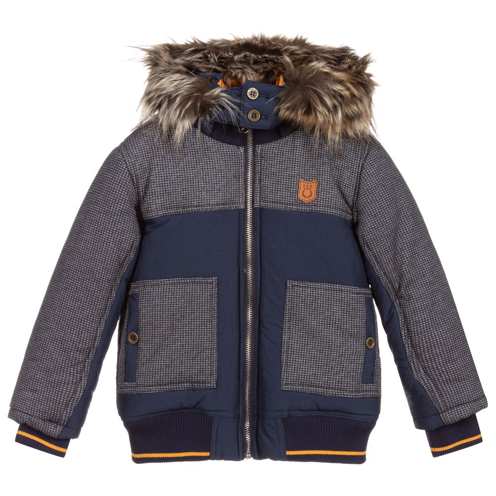 Pan Con Chocolate - Boys Blue Hooded Jacket | Childrensalon