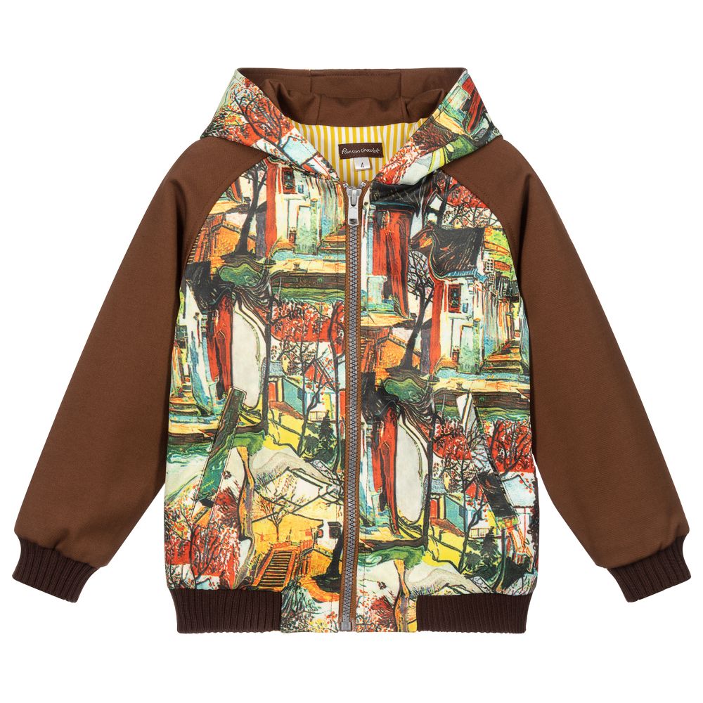 Pan Con Chocolate - Boys Brown Zip-Up Top | Childrensalon