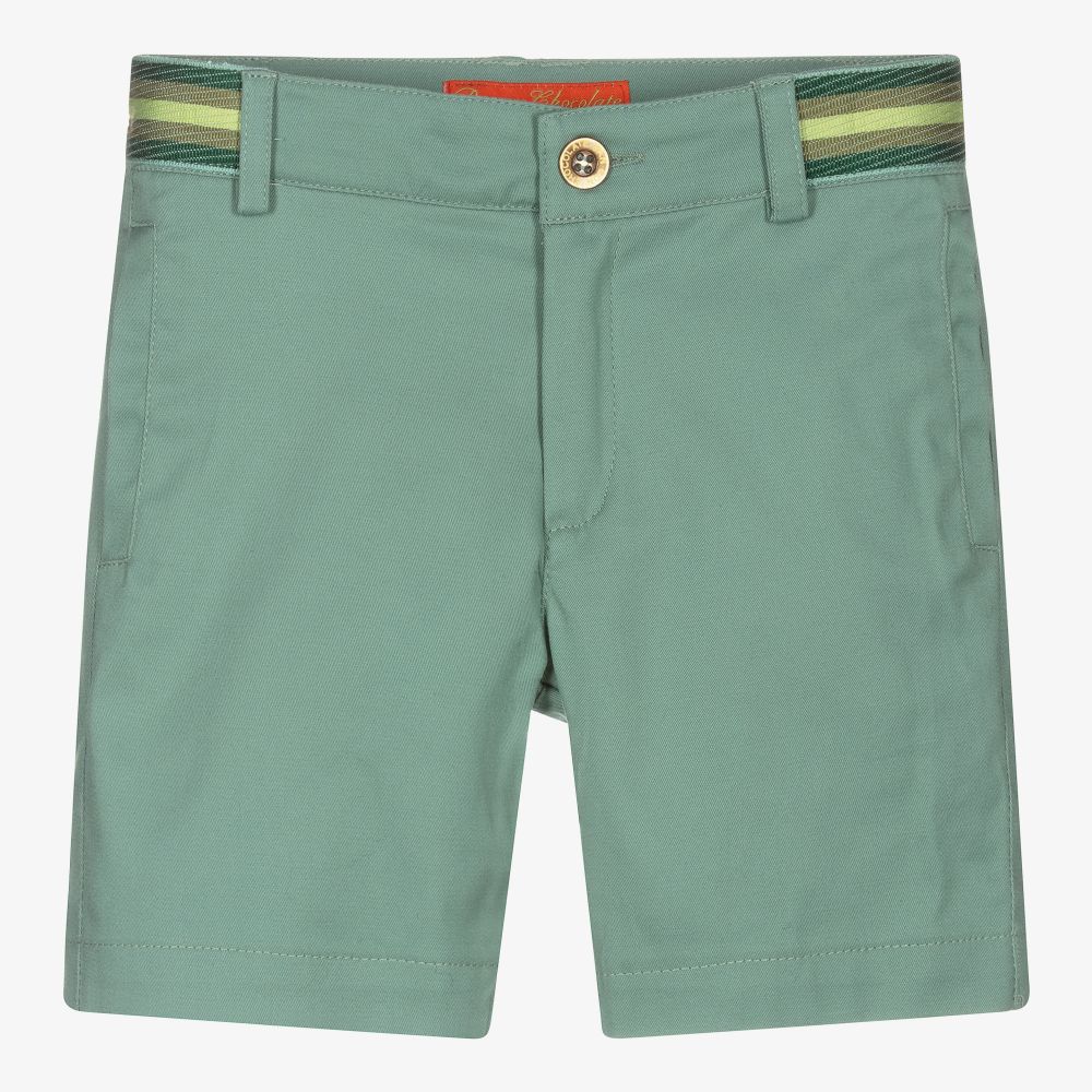 Pan Con Chocolate - Boys Green Chino Shorts | Childrensalon