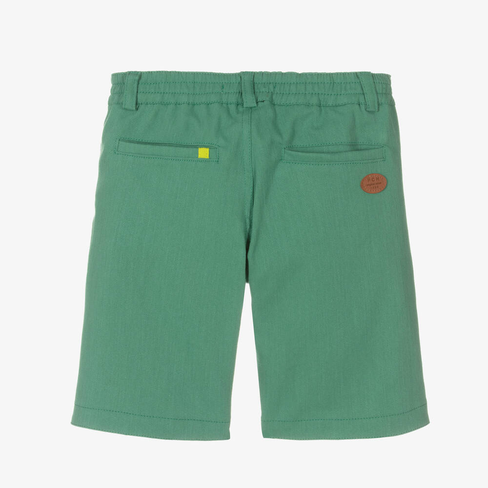 Pan Con Chocolate-Boys Green Cotton Shorts | Childrensalon Outlet