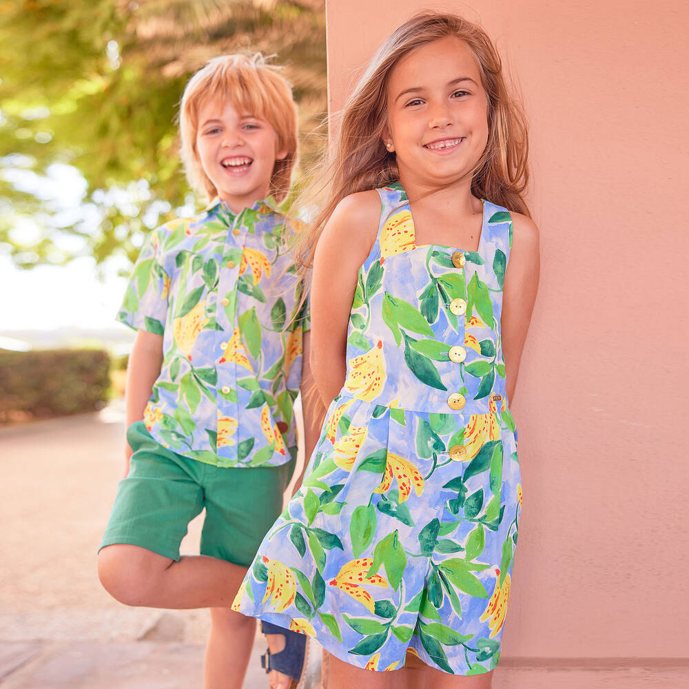 Pan Con Chocolate-Boys Green Cotton Shorts | Childrensalon Outlet
