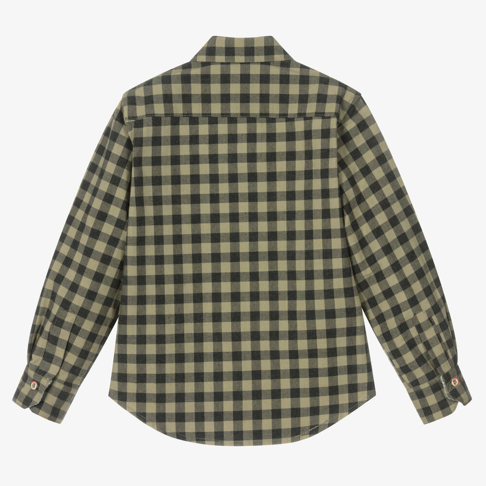 Pan Con Chocolate-Boys Green Gingham Shirt | Childrensalon Outlet