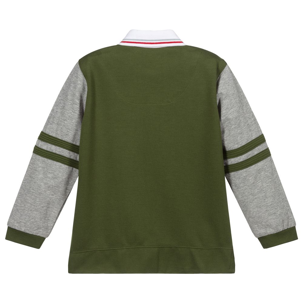 Pan Con Chocolate-Boys Green & Grey Polo Shirt | Childrensalon Outlet