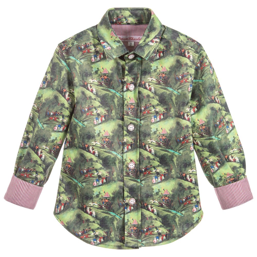 Pan Con Chocolate-قميص لون أخضر للأولاد | Childrensalon Outlet