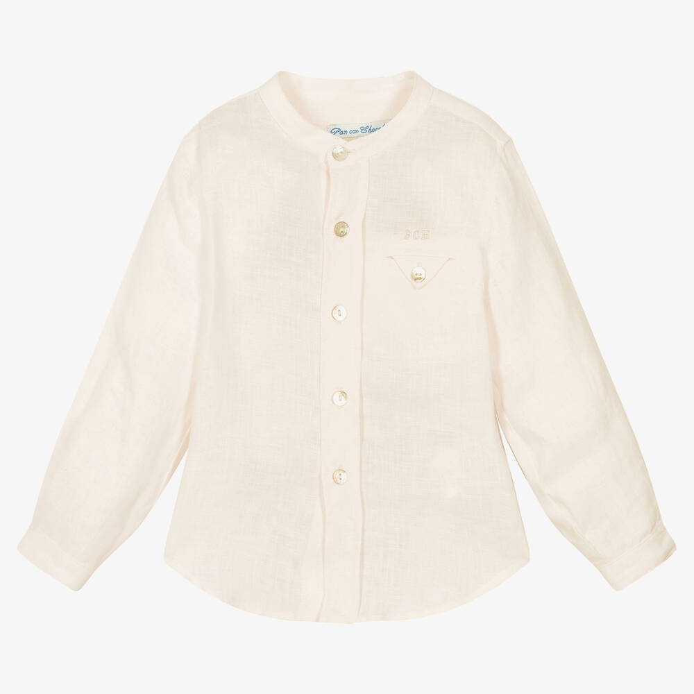 Pan Con Chocolate - Boys Ivory Linen Shirt | Childrensalon