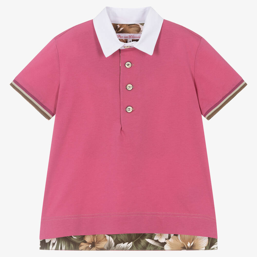 Pan Con Chocolate - Boys Pink Cotton Polo Shirt | Childrensalon