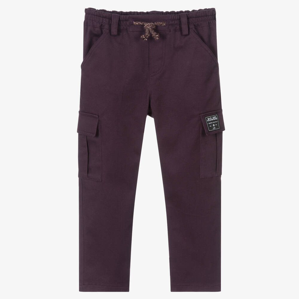 Pan Con Chocolate - Boys Purple Cotton Trousers | Childrensalon