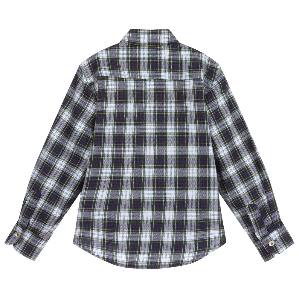 Pan Con Chocolate-Boys Purple Gingham Shirt  | Childrensalon Outlet