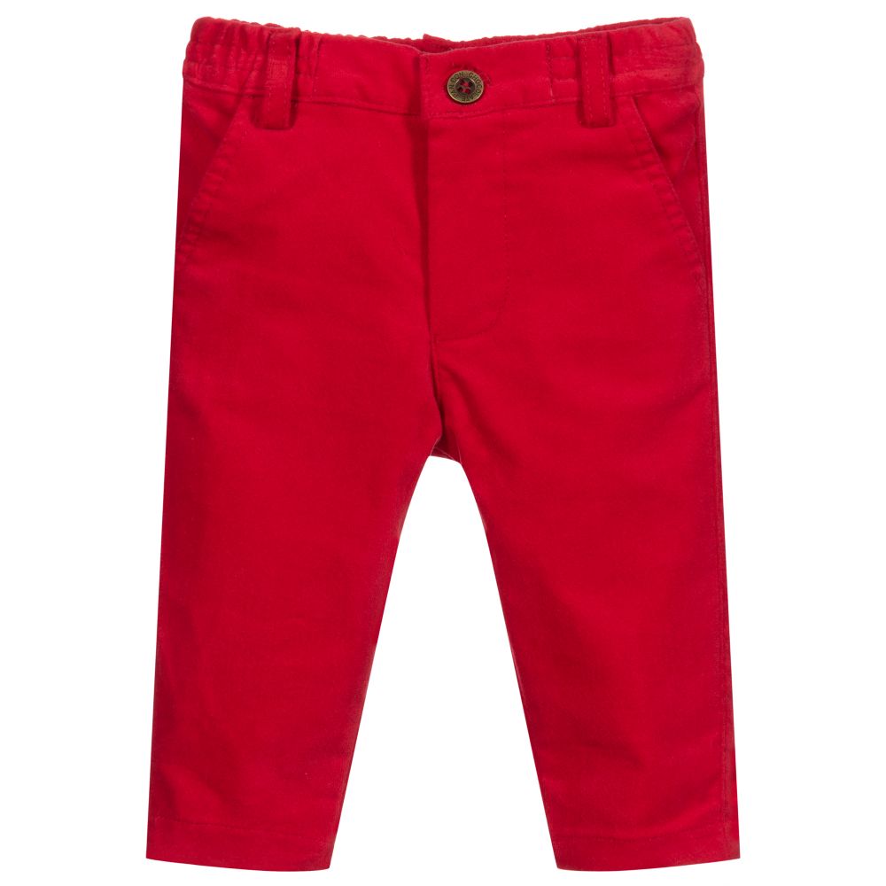 Pan Con Chocolate - Boys Red Velvet Trousers  | Childrensalon