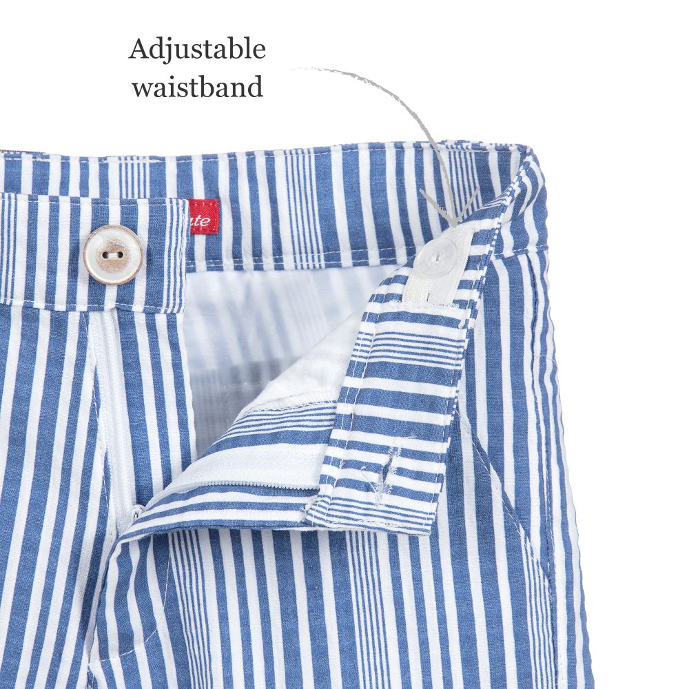 بان كون شوكولا-شورت قطن لون أزرق مقلم للأولاد | Childrensalon Outlet