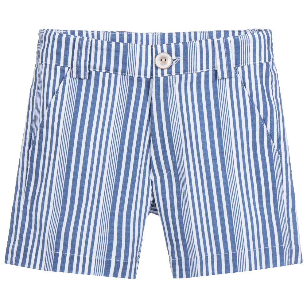 Pan Con Chocolate - Boys Striped Cotton Shorts | Childrensalon