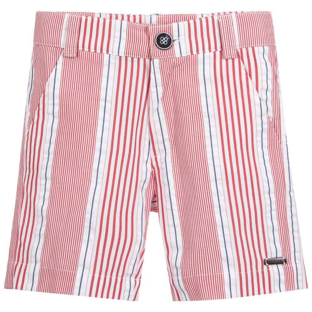 Pan Con Chocolate - Boys Striped Cotton Shorts | Childrensalon