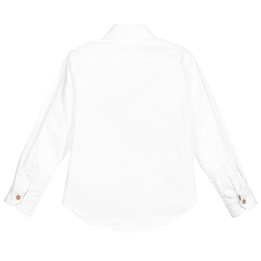 Pan Con Chocolate-Boys White Cotton Dragon Shirt | Childrensalon Outlet