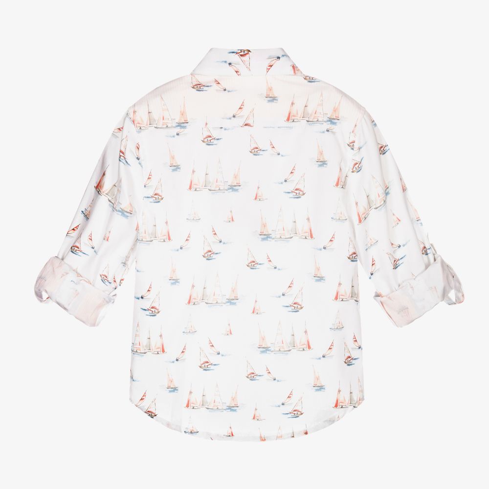 Pan Con Chocolate-Белая хлопковая рубашка для мальчиков | Childrensalon Outlet