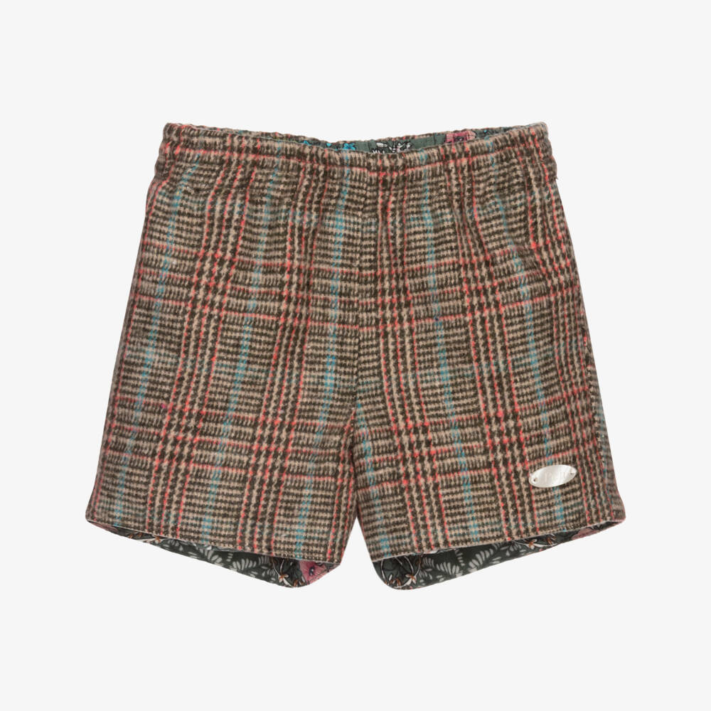 Pan Con Chocolate-Brown & Green Tweed Shorts | Childrensalon Outlet