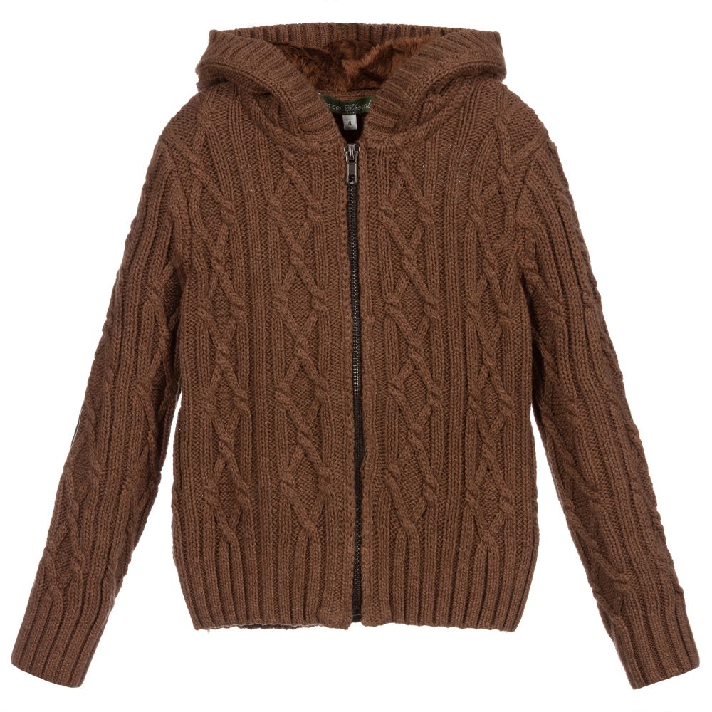 Pan Con Chocolate - Brown Knitted Zip-Up Top | Childrensalon