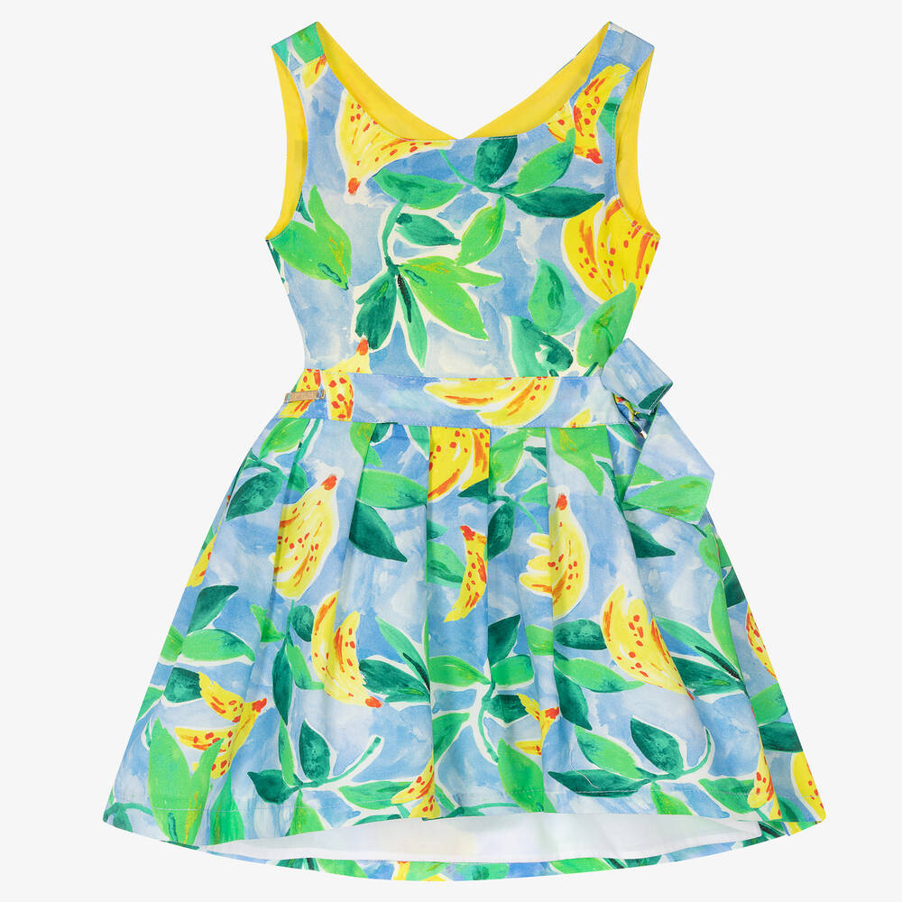 Pan Con Chocolate - Girls Banana Print Cotton Dress | Childrensalon