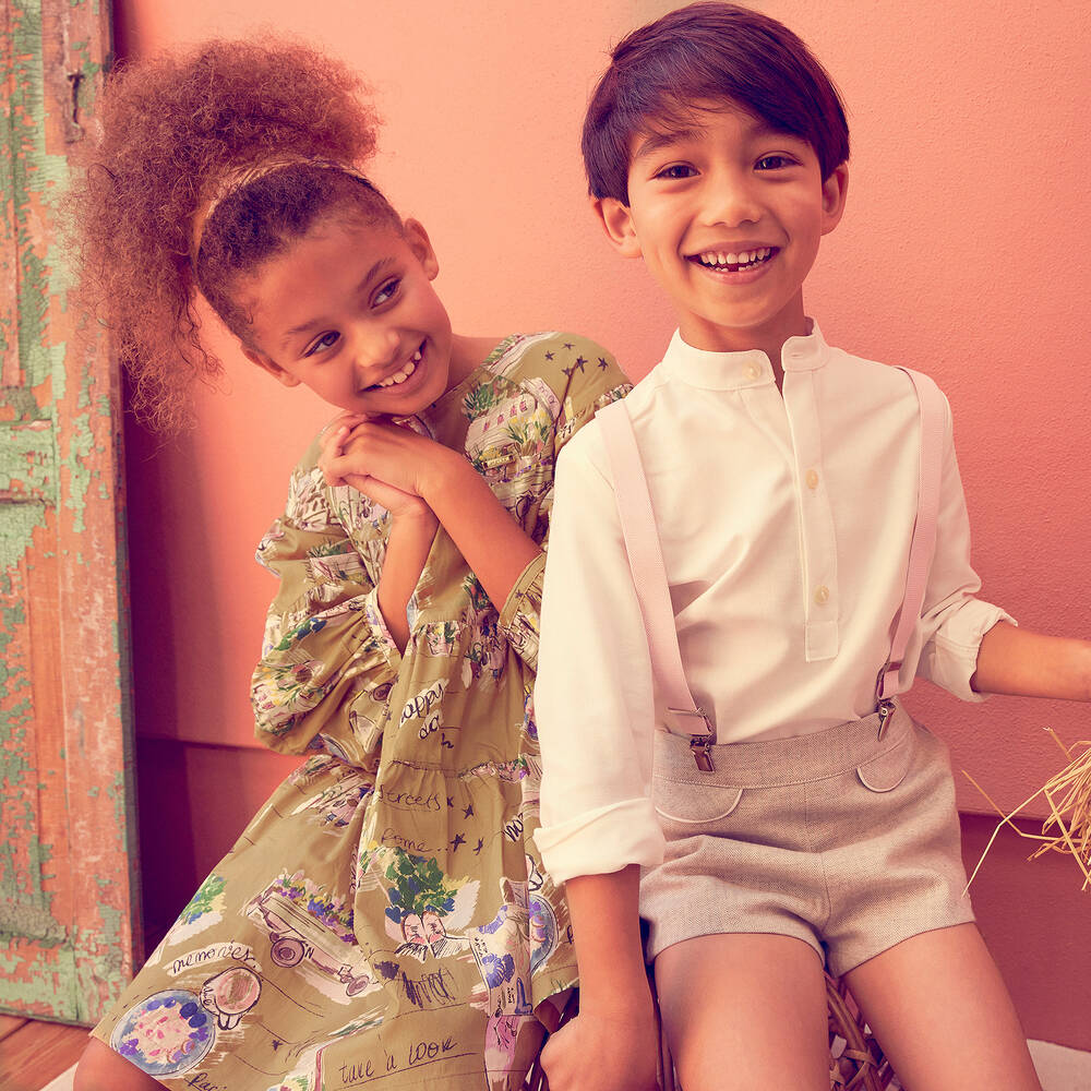 بان كون شوكولا-فستان قطن لون بيج | Childrensalon Outlet