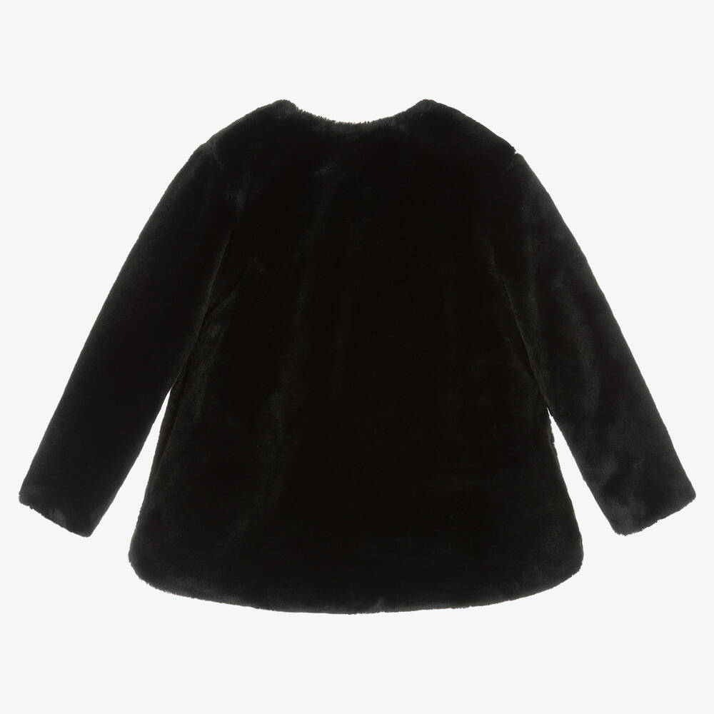 Girls black faux fur coat shop